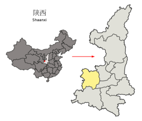 Baojis läge i Shaanxi, Kina.