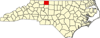 Karta över North Carolina med Stokes County markerat