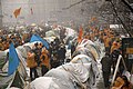 Tältande demokratidemonstranter i Kiev under den orangea revolutionen 2004.