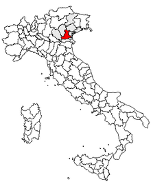 Karta över Italien, med Padova (provins) markerat