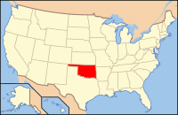 Karta över USA med Oklahoma markerad