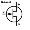 Symbol för JFET N-kanal transistor