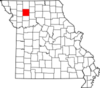 Karta över Missouri med Daviess County markerat