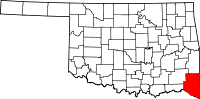 Karta över Oklahoma med McCurtain County markerat