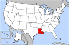 Karta över USA med Louisiana markerad