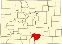 Karta över Colorado med Huerfano County markerat