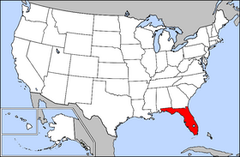 Karta över USA med Florida markerad