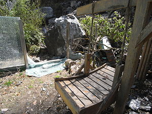 Pandahus som förstördaes under jordbävningen 2008