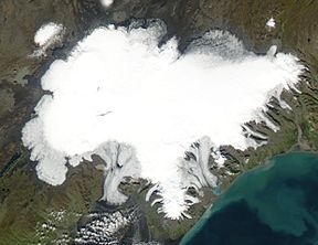Satellitbild av Vatnajökull.