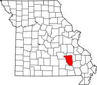 Karta över Missouri med Reynolds County markerat