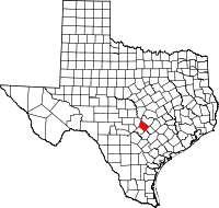 Karta över Texas med Hays County markerat
