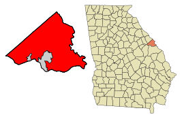 Geografiskt läge i Richmond County och delstaten Georgia