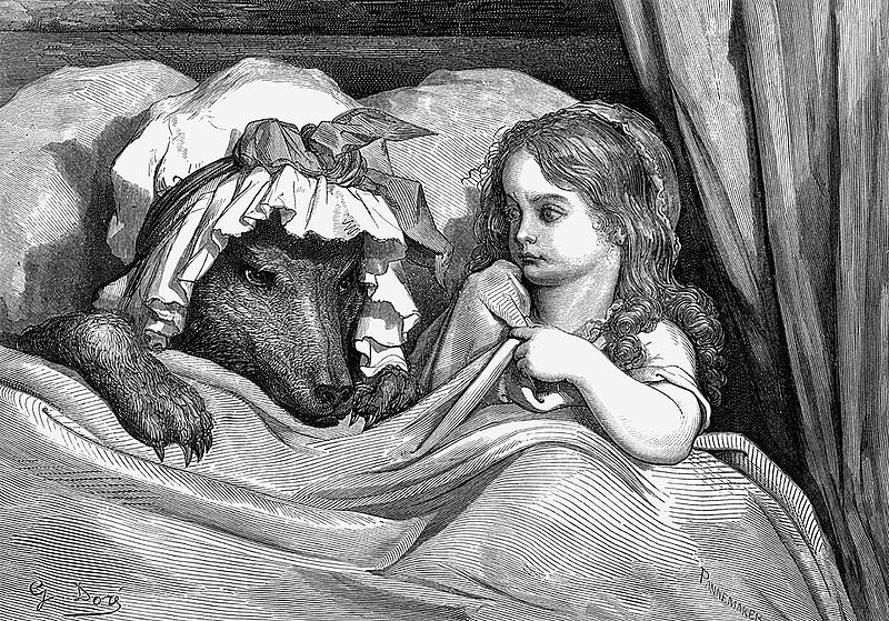 Fil:GustaveDore She was astonished to see how her grandmother looked.jpg