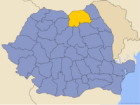 Administrativ karta över Rumänien med distriktet Suceava utsatt