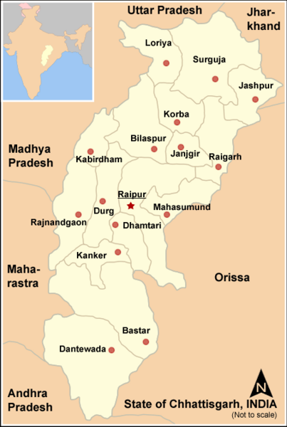 Fil:Map Chhatisgarh state and districts.png