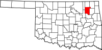 Karta över Oklahoma med Rogers County markerat