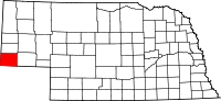 Karta över Nebraska med Kimball County markerat