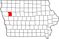 Karta över Iowa med Ida County markerat