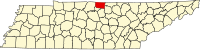 Karta över Tennessee med Macon County markerat