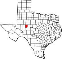Karta över Texas med Sterling County markerat