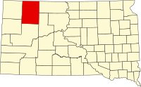 Karta över South Dakota med Perkins County markerat