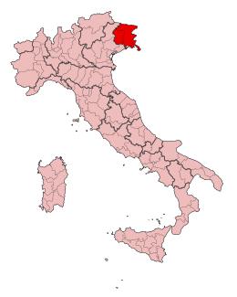 Karta över Italien, med Friuli-Venezia Giulia markerat