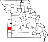 Karta över Missouri med Barton County markerat