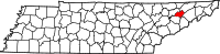 Karta över Tennessee med Hamblen County markerat