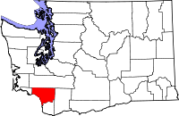 Karta över Washington med Cowlitz County markerat