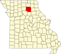 Karta över Missouri med Macon County markerat
