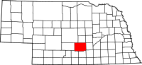 Karta över Nebraska med Buffalo County markerat