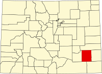 Karta över Colorado med Bent County markerat