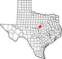 Karta över Texas med Hamilton County markerat