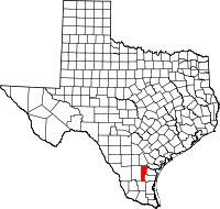 Karta över Texas med Jim Wells County markerat