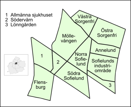 Delområden i Södra Innerstaden