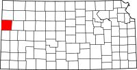 Karta över Kansas med Wallace County markerat