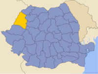 Administrativ karta över Rumänien med distriktet Bihor utsatt