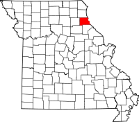 Karta över Missouri med Marion County markerat