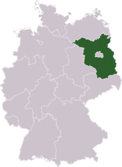 Tyskland med Brandenburg markerat