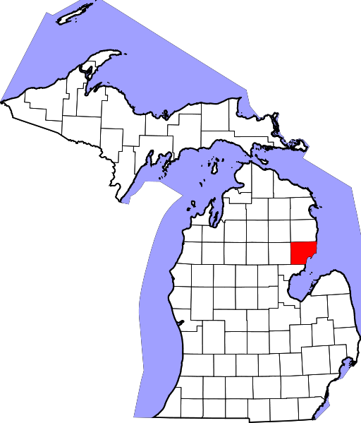 Fil:Map of Michigan highlighting Iosco County.svg