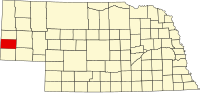 Karta över Nebraska med Banner County markerat