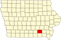 Karta över Iowa med Wapello County markerat
