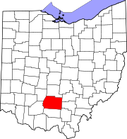 Karta över Ohio med Ross County markerat