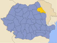 Administrativ karta över Rumänien med distriktet Iaşi utsatt