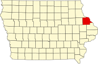 Karta över Iowa med Dubuque County markerat