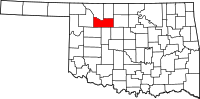 Karta över Oklahoma med Major County markerat