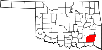Karta över Oklahoma med Pushmataha County markerat