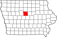 Karta över Iowa med Hamilton County markerat