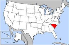 Karta över USA med South Carolina markerad