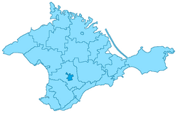 Simferopols stadskommun markerat på en karta över Krims administrativa indelning.